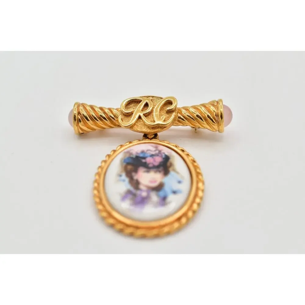 Avon Vintage Cameo President's Club Pin Brooch Pink Cabochon 1996-97 Signed 9B